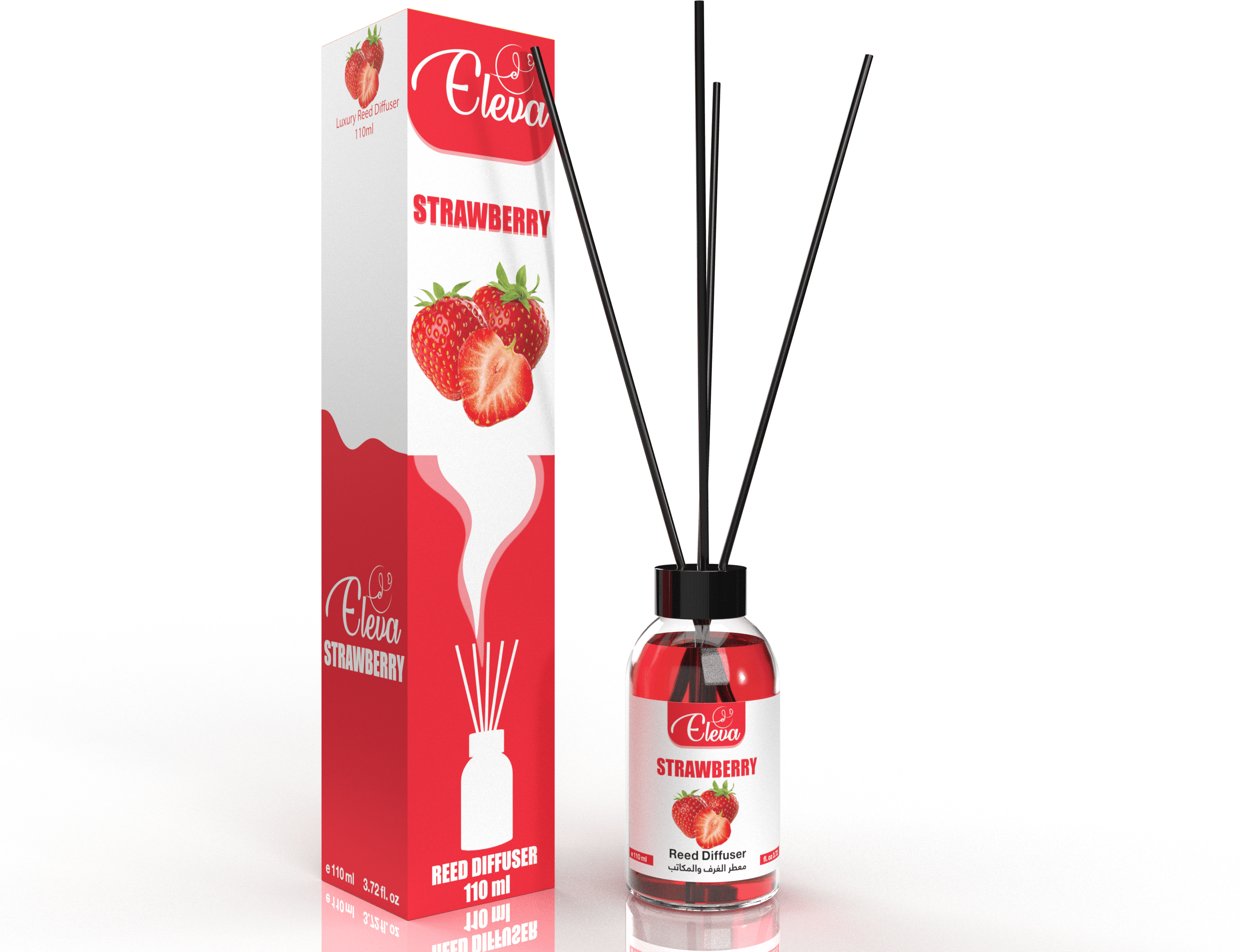 ELEVA – Diffuseur à bâtonnets Fraise – 110 ml