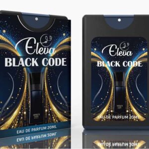 ELEVA Black Code pocket perfume, 20 ml product packaging