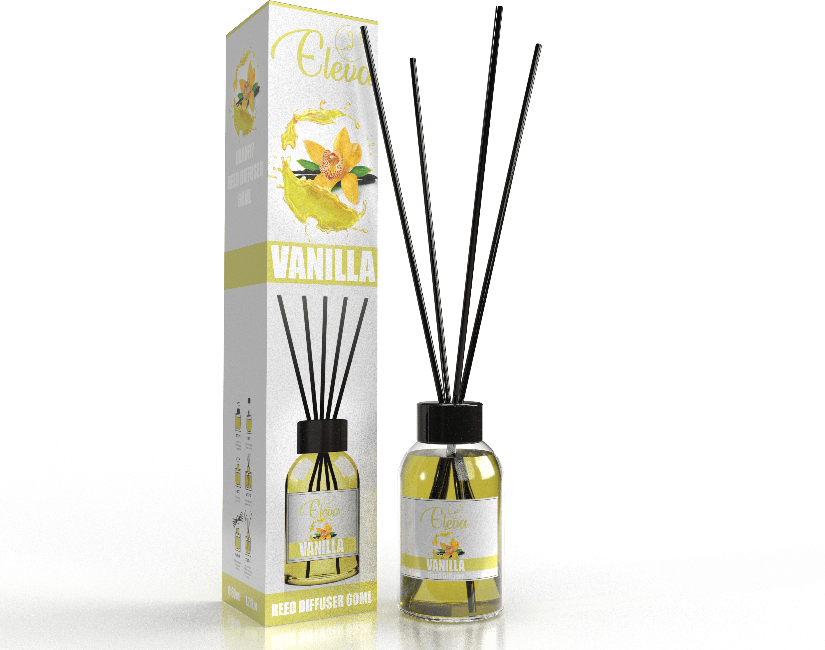 ZAN AROMA Manufacturer ELEVA – Diffuseur à bâtonnets Vanille – 60 ml