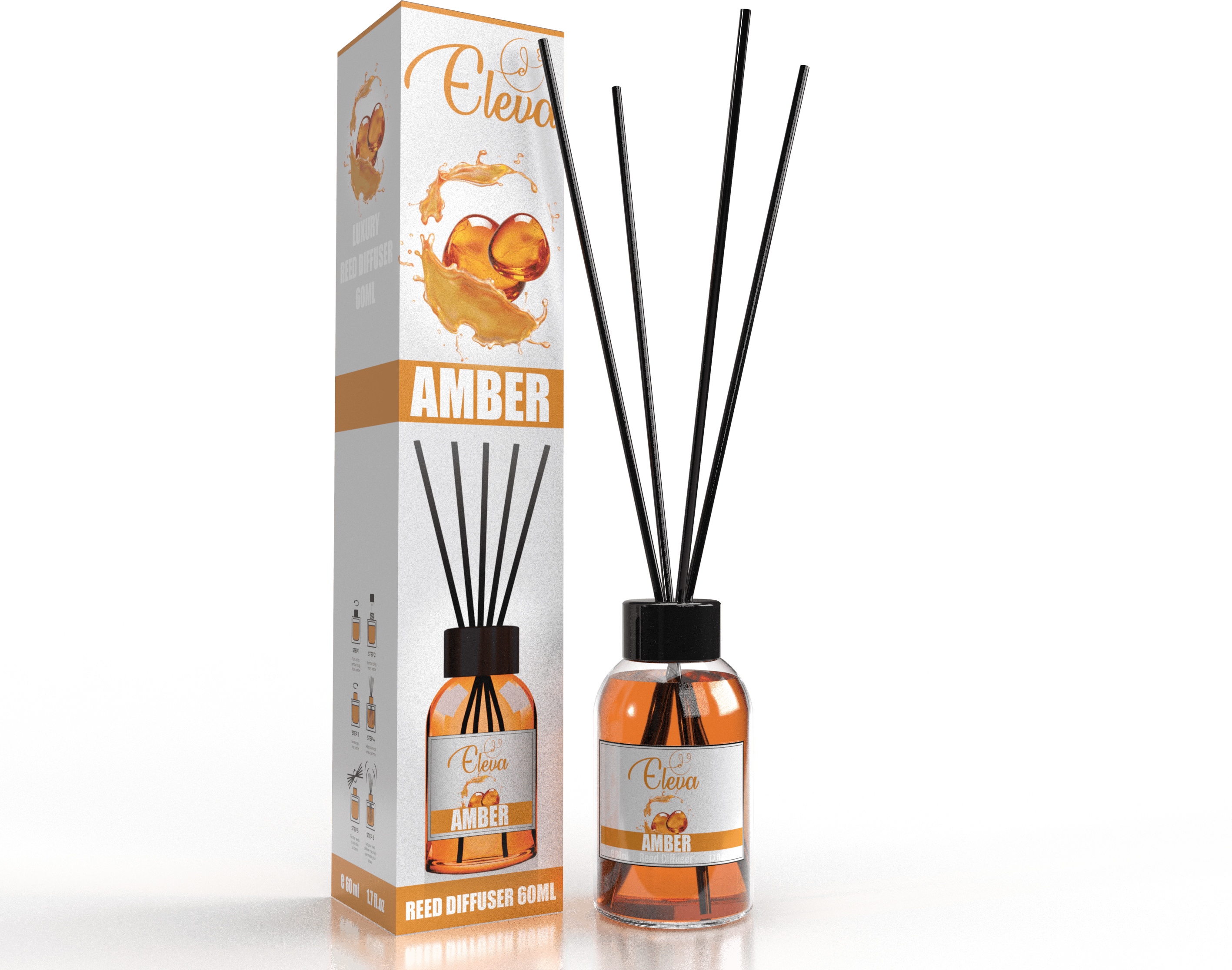 ZAN AROMA Manufacturer ELEVA – Diffuseur à bâtonnets Ambre – 60 ml