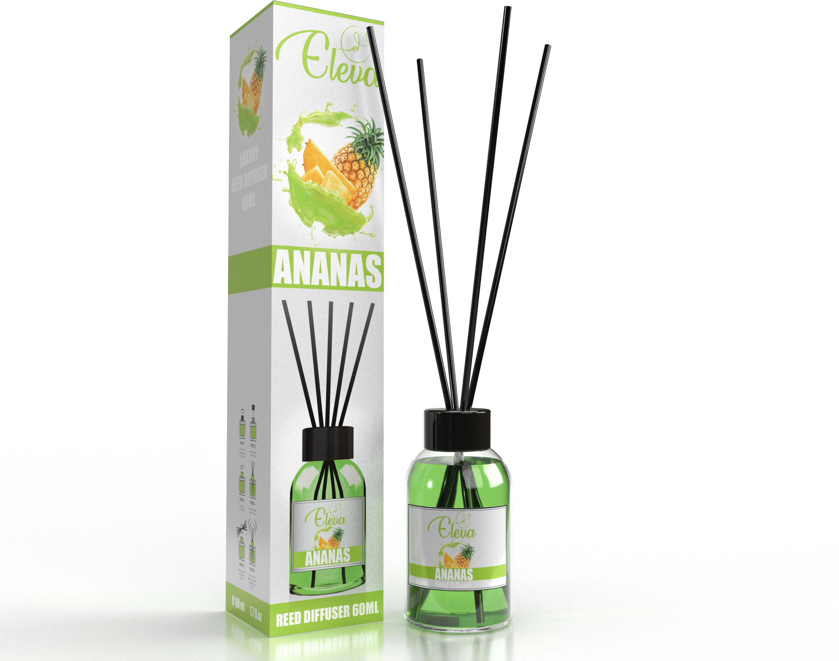 ZAN AROMA Manufacturer ELEVA – Diffuseur à bâtonnets Ananas – 60 ml