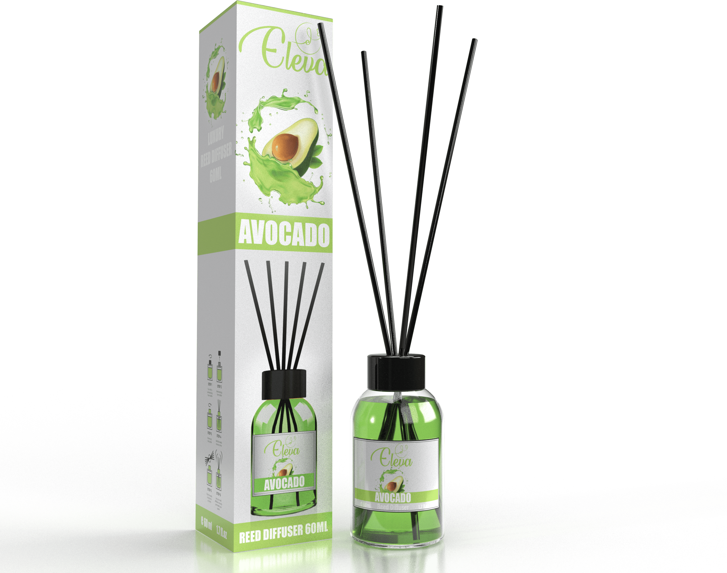 ELEVA – Diffuseur à bâtonnets Avocat – 60 ml