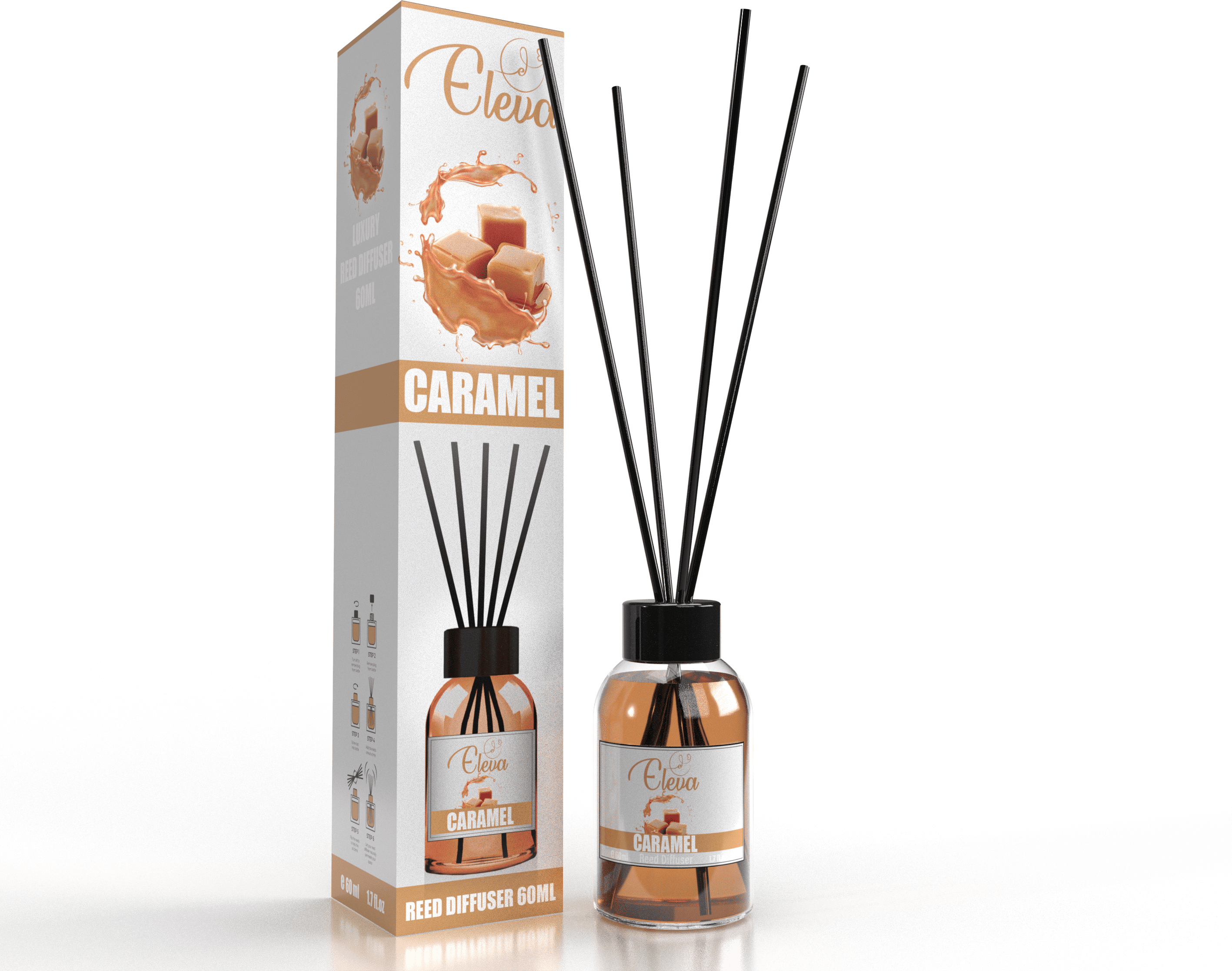 ZAN AROMA Manufacturer ELEVA – Diffuseur à bâtonnets Caramel – 60 ml