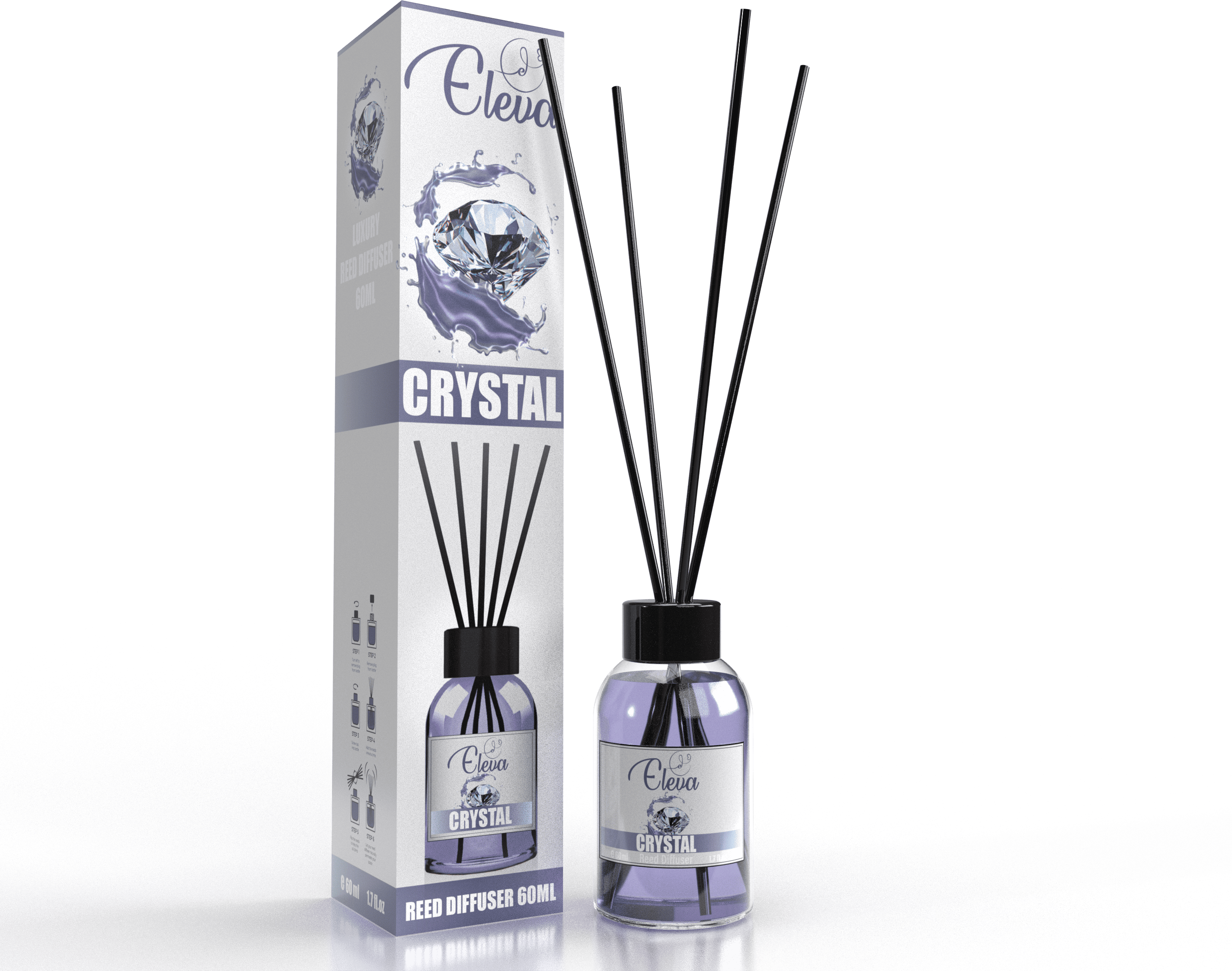 ELEVA – Diffuseur à bâtonnets Cristal – 60 ml