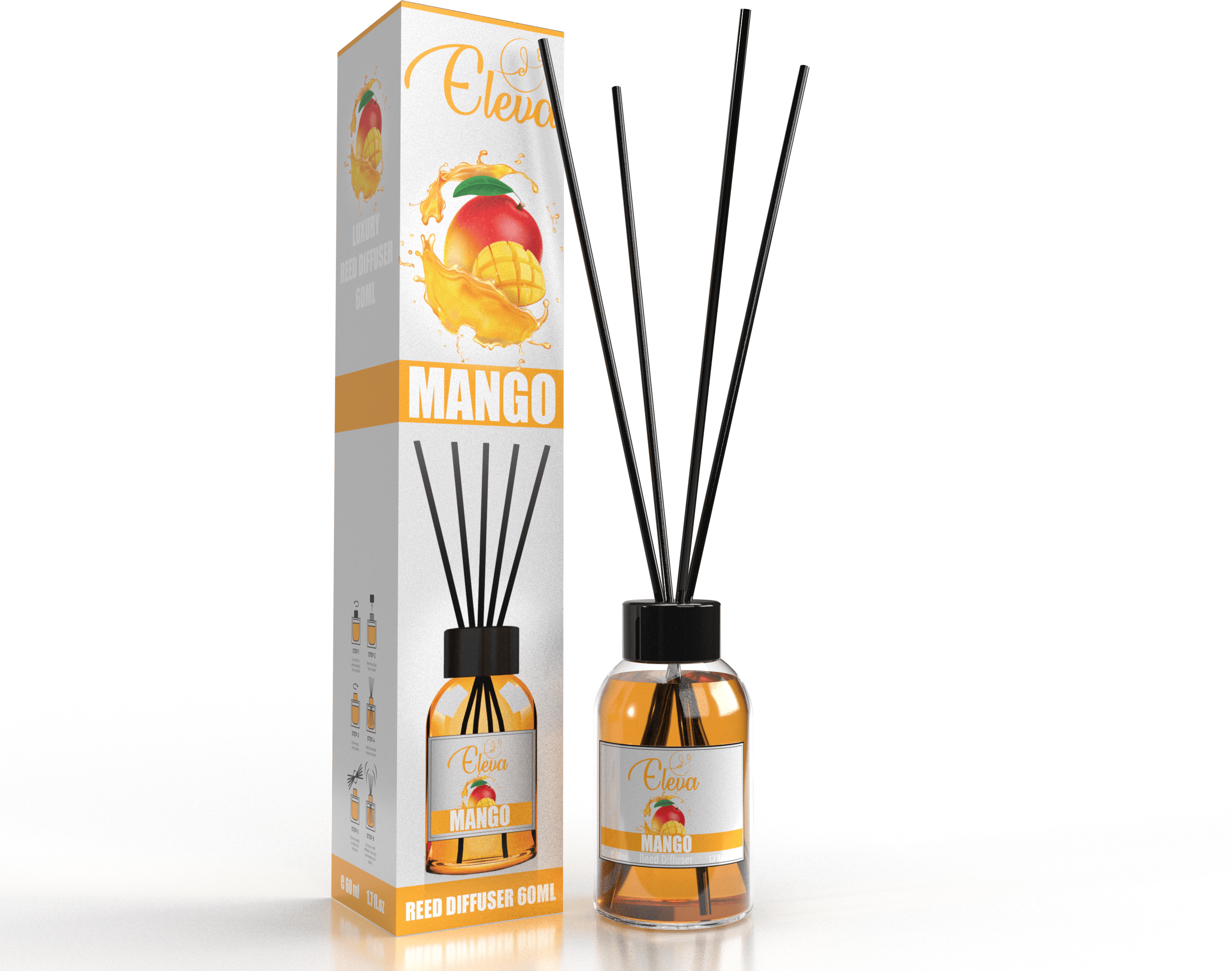ELEVA – Diffuseur à bâtonnets Mangue – 60 ml