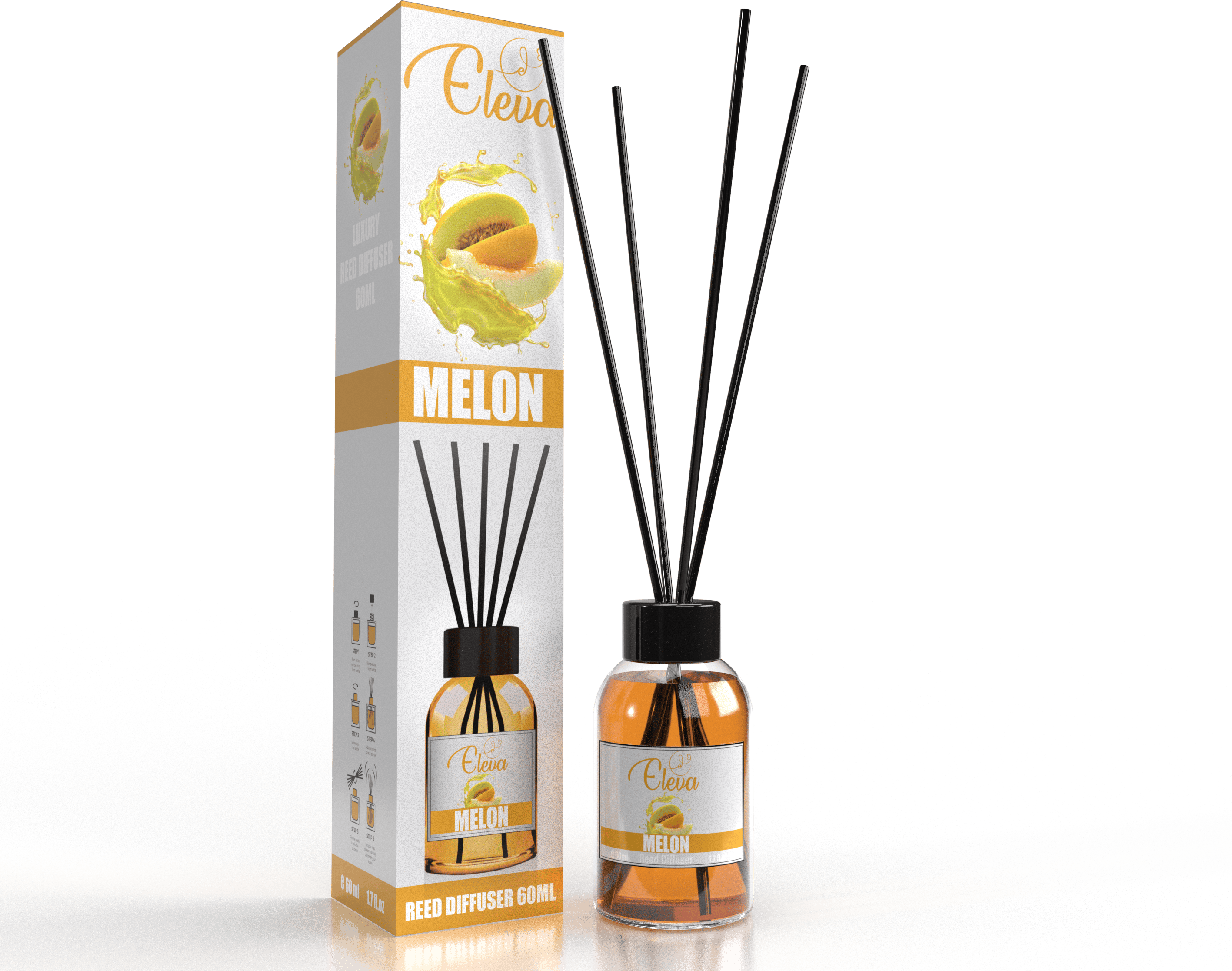 ZAN AROMA Manufacturer ELEVA – Diffuseur à bâtonnets Melon – 60 ml