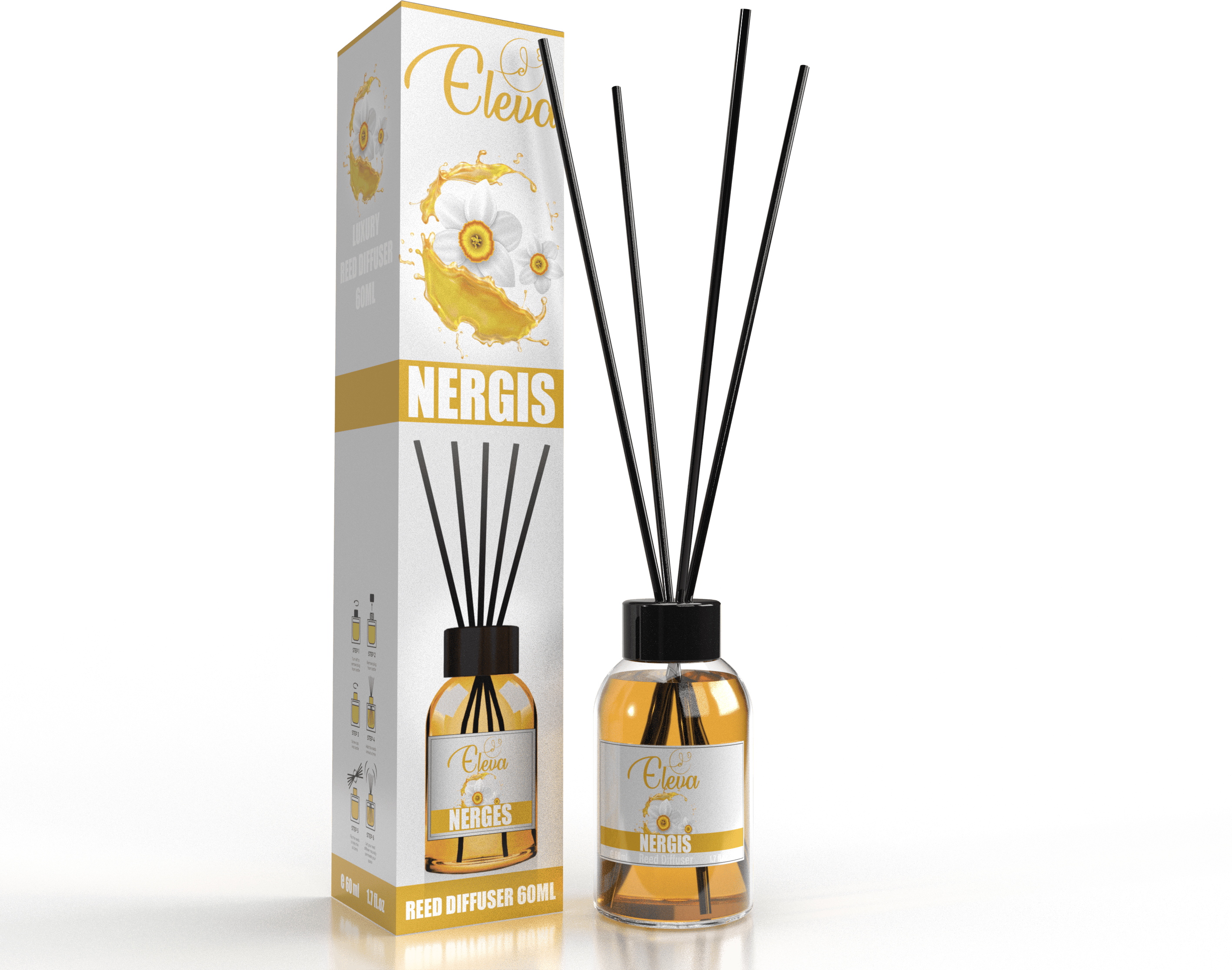 ELEVA – Diffuseur à bâtonnets Narcisse – 60 ml