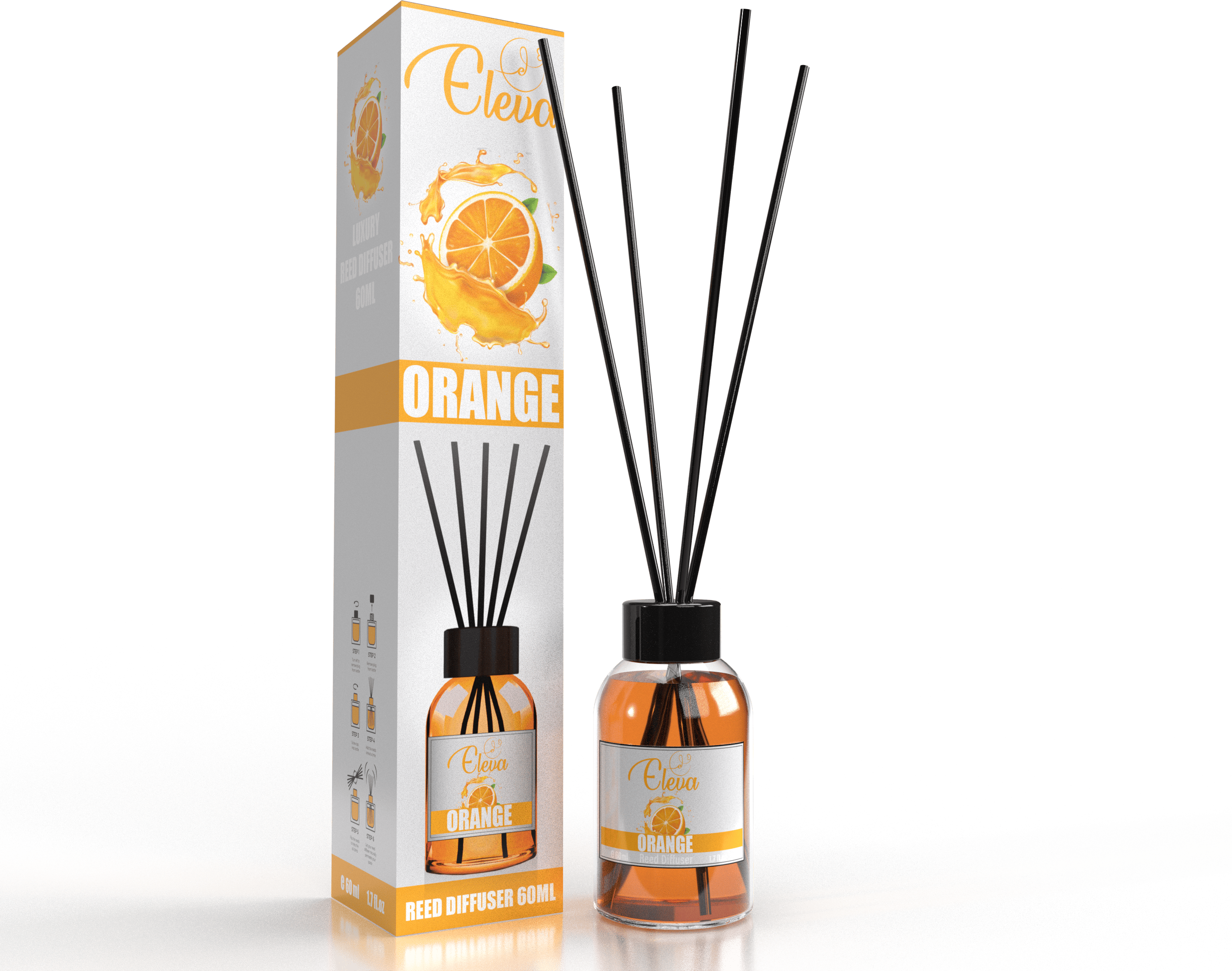 ZAN AROMA Manufacturer ELEVA – Diffuseur à bâtonnets Orange – 60 ml