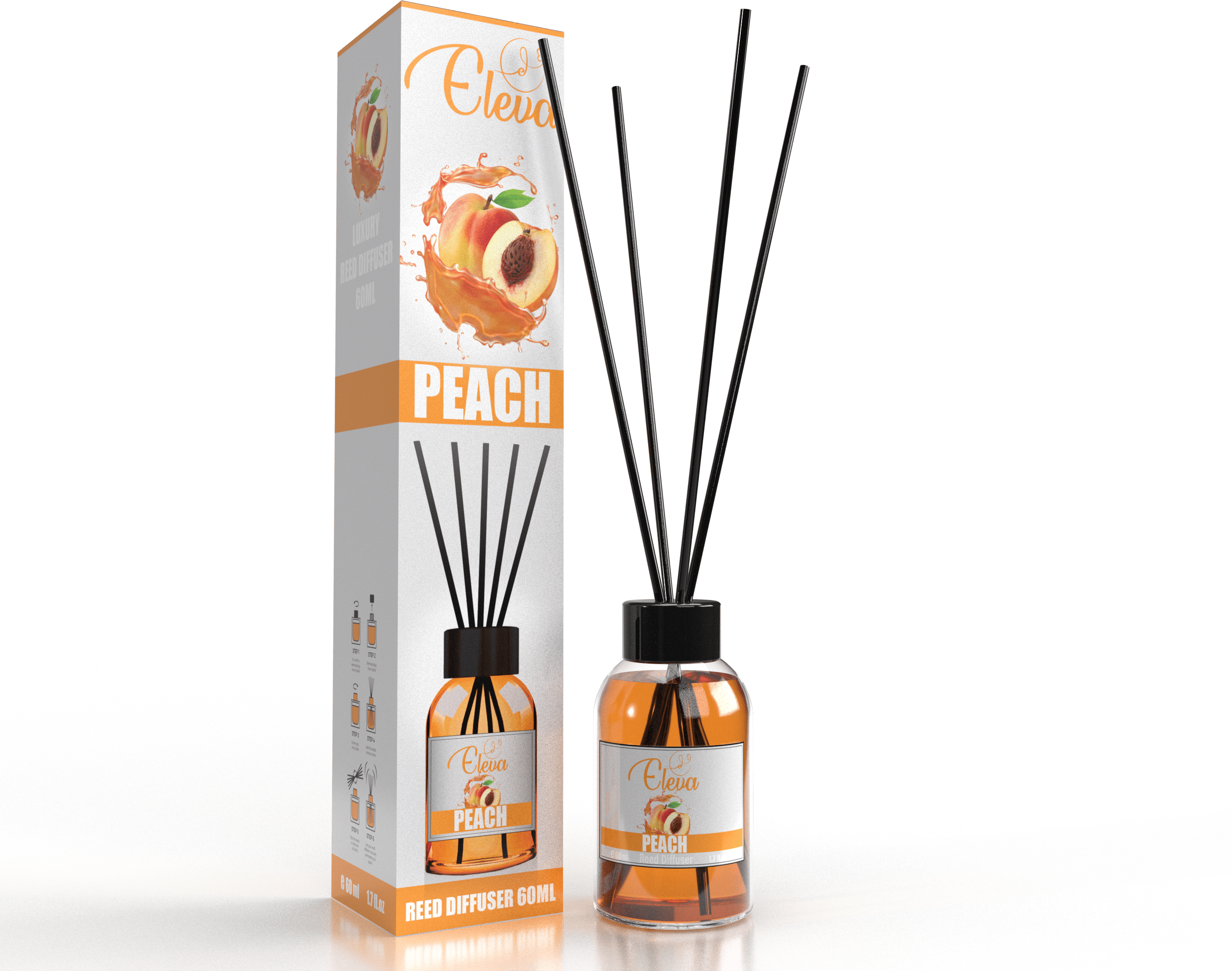 ZAN AROMA Manufacturer ELEVA – Diffuseur à bâtonnets Pêche – 60 ml