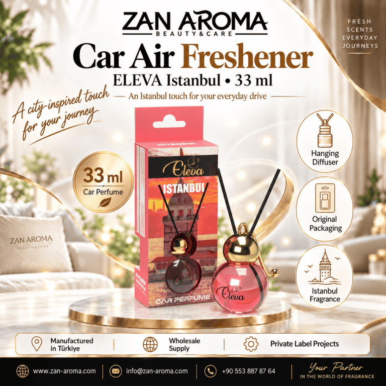 ELEVA Istanbul 33 ml Car Perfume: Wholesale & Private Label Guide ELEVA Istanbul 33 ml car perfume with retail box by ZAN AROMA