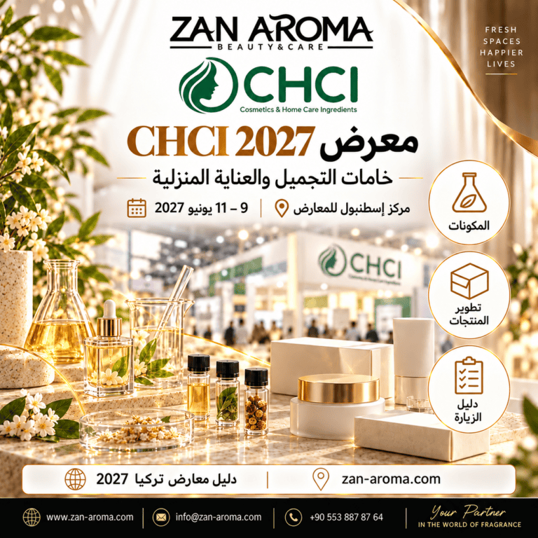 CHCI Istanbul 2027 : préparer vos rencontres avec les fournisseurs d’ingrédients cosmétiques CHCI Istanbul, 9–11 June 2027, Istanbul Expo Center. ZAN AROMA ingredients buyer guide cover.