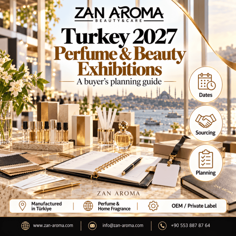 Perfume and Cosmetics Trade Fairs in Turkey 2027: Confirmed Dates and Regional Events ZAN AROMA guide buyer guide — square editorial news cover